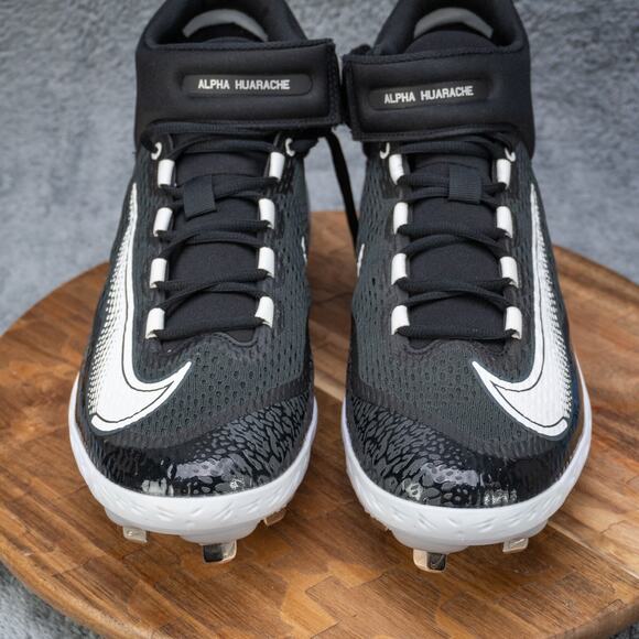 Nike Alpha Huarache Elite 4 Mid Metal‎ Baseball Cleats Black | White Sz 14 main image 6